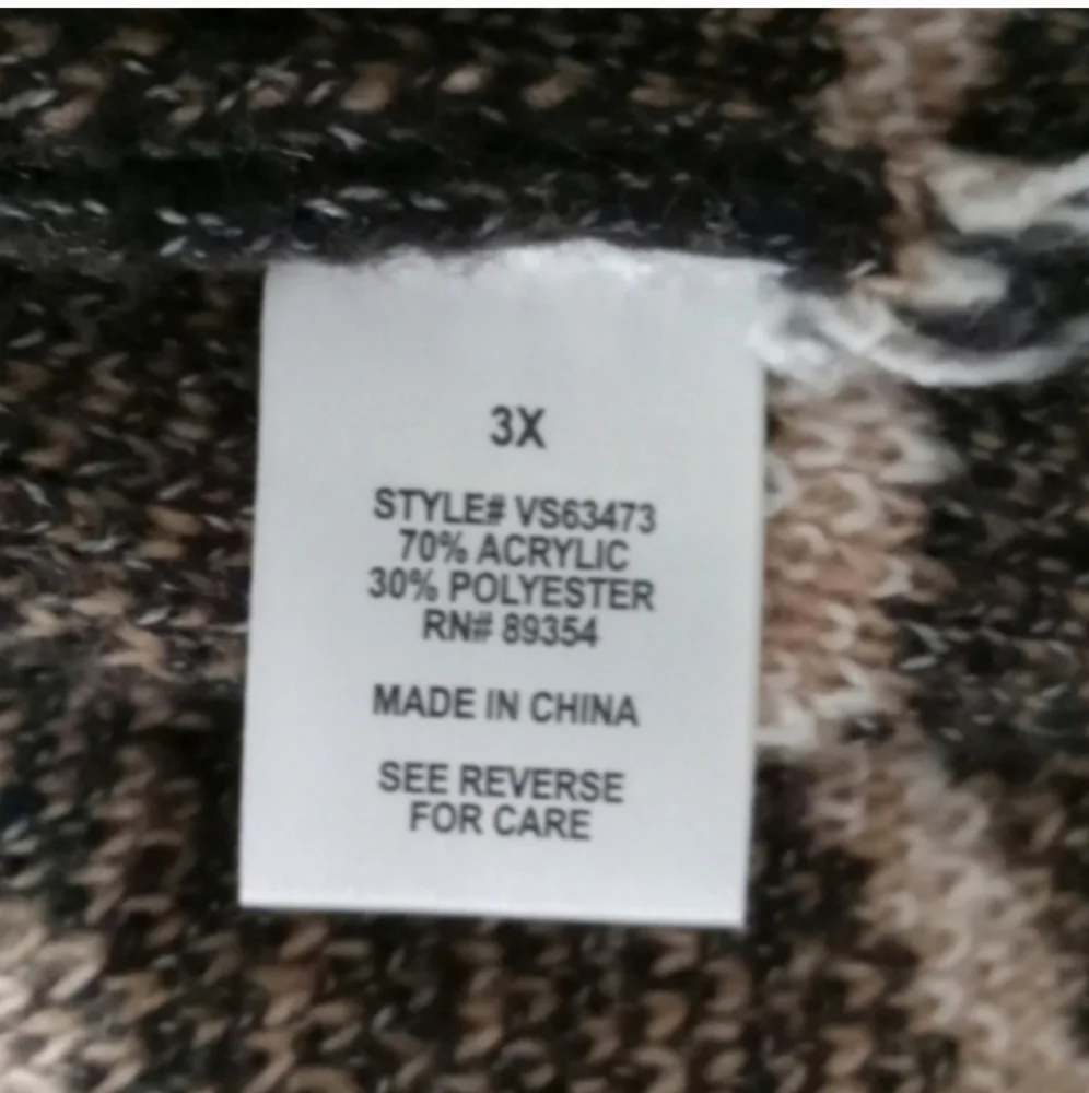 Adrienne Vittadini Fringed Plaid Cardigan/Open Front Duster Size 3X